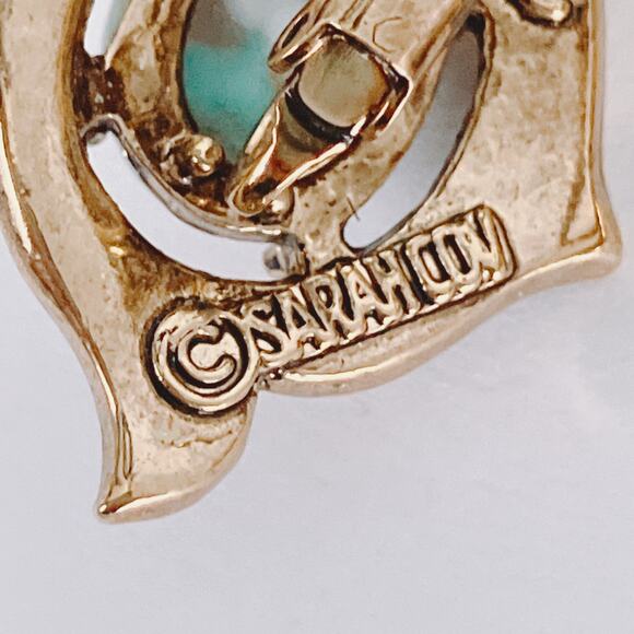 VTG 1960s 1970s Signed Sarah Coventry Earrings Gold Tone Mod Clip On Sculptural - Picture 7 of 10